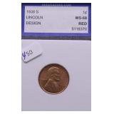 1938 S GEM BU RED LINCOLN CENT