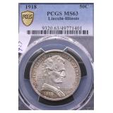 1918 PCGS MS63 ILLIINOIS HALF DOLLAR