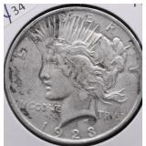 1923 PEACE DOLLAR VF