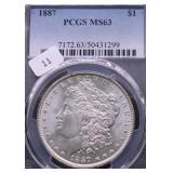 1887 PCGS MS63 MORGAN DOLLAR