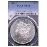 1881 S PCGS MS 63 MORGAN DOLLAR