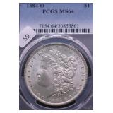 1884 O PCGS MS 64 MORGAN DOLLAR