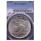 1924 PCGS MS64 PEACE DOLLAR