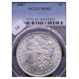 1887 PCGS MS63 MORGAN DOLLAR