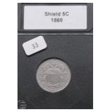 1868 SHIELD NICKEL AU   PQ