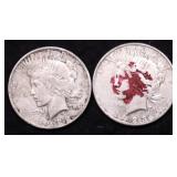 TWO PEACE DOLLARS