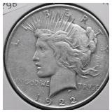 1922 S PEACE DOLLAR VF