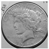 1922 PEACE DOLLAR XF