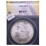 1884 CC ANAX MS63 MORGAN DOLLAR