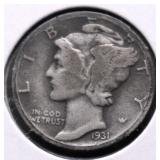 1931 S MERCURY DIME VG