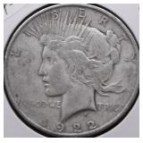 1922 D PEACE DOLLAR VF