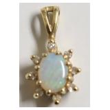 14K GOLD OPAL/DIAMOND PENDANT