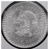 1948 MEXICO SILVER 5 PESOS CHOICE BU