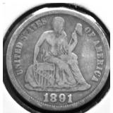 1891 SEATED DIME VG