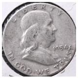 1954 FRANKLIN HALF DOLLAR VG