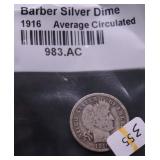 1916 BARBER DIME VG