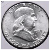 1963 FRANKLIN HALF DOLLAR GEM