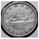 1956 CANADA SILVER DOLLAR AU