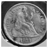 1873 SEATED HALF DIME XF DETAILS