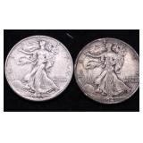 2 WALKING HALF DOLLARS