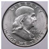 1962 D CHOICE BU FRANKLIN HALF DOLLAR