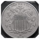 1868 SHIELD NICKEL AU