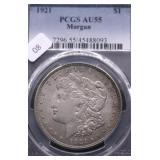 1921 PCGS AU 55 MORGAN DOLLAR