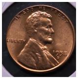 1958 D GEM RED LINCOLN CENT