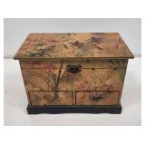 Decorated Wooden Lift-Top Jewelry Box