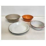 4 Graniteware Bowls