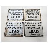 4 Contains Lead Tetraethyl SSP Gas Pump Signs