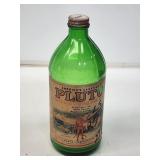 Pluto Water Paper Label Green Glass Bottle