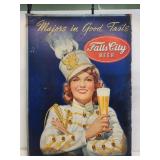 Large Falls City Beer Cardstock Sign