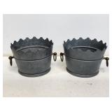 2 Decorative Metal Flower Planters