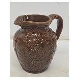 Uhl Pottery Decorated Brown Stoneware Pitcher