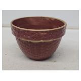 6" Pink Stoneware Basket Weave Mixing Bowl