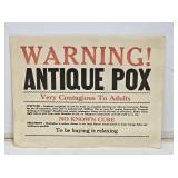 Antique Pox Novelty Paper Sign