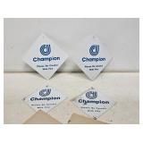 4 NOS Champion Metal Signs