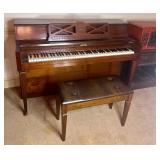 Grand console piano and bench