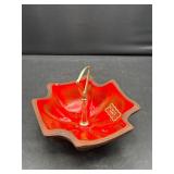 Vintage Bowl Flame Red California Pottery 710 USA