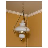 Hanging milk glass lamp