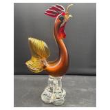 Repaired art glass cracked - rooster