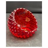 Vintage Fenton Ruby Red Hobnail Orb ashtray