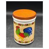 Vtg Laurie Korsgaden Rooster Ceramic Canister