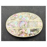 inlaid abalone belt buckle, stamped Mexico