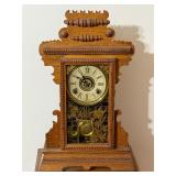 American Wm. Gilbert Oak Shelf Clock Lake No. 4