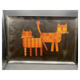 1960s Mid-Century Couroc Cats Tray