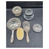 Silver plate vanity set