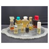 Glass tray and vintage perfumes & VS WASH