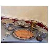 Assorted silver plate serving pieces